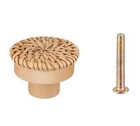 RUHTEUO 2-48pcs Rattan Wooden Handles Round Handmade Cabinets Drawer Pulls Wood Kitchen Cupboard Wardrobe Door Dresser Knobs for cupboards wardrobes(Color1,6pcs)