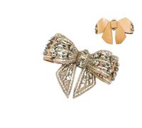 RUHTEUO 2PC Rhinestone Shoes Decorations Materials Bow Shiny Flower Jewelry Accessories Wedding Bride/Not A Shoe Clip for Bridal, Wedding, Party, and Prom(Yellow)