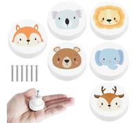 RUHTEUO 8/6Pcs Drawer Knobs Wooden Dresser Pull Handle with Screws Cute Creative Cabinets 3.5cm Decorative Round Wardrobe Door for cupboards wardrobes(Animal Model 6PCS)
