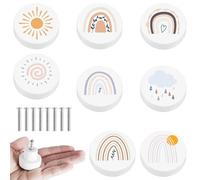 RUHTEUO 8/6Pcs Drawer Knobs Wooden Dresser Pull Handle with Screws Cute Creative Cabinets 3.5cm Decorative Round Wardrobe Door for cupboards wardrobes(Rainbow 8PCS)