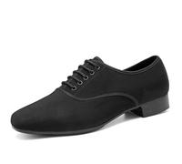 RUHTEUO Ballroom Latin Dance Shoes Men Jazz Sneakers for Low Heel Professional or Practice Dancing Oxford Cloth(Indoor calfskin sole,40)