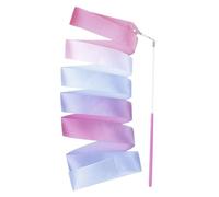 RUHTEUO Dance ribbons 2M Dance Ribbons Rhythmic Girl Art Gymnastics Ballet Streamer Twirling Rod Rainbow Stick Sports Training Ribbon Dancer Wands Rainbow dance ribbons(Color 2)