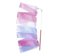RUHTEUO Dance ribbons 2M Dance Ribbons Rhythmic Girl Art Gymnastics Ballet Streamer Twirling Rod Rainbow Stick Sports Training Ribbon Dancer Wands Rainbow dance ribbons(Color 1)