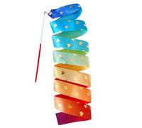 RUHTEUO Dance ribbons 2m Rhythmic Gymnastics Ribbon Dancer Wand Soft Smooth Flexible Twirling Dance Streamer Colorful Love Gradient Baton Stick Rainbow dance ribbons