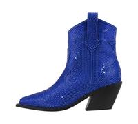 RUHTEUO Ladies cowboy boots Women Ankle Boots Chunky Heels Comfortable Party Plus Size Lady Western Cowgirl Booties Wide calf cowboy boots for women(Color3,7)