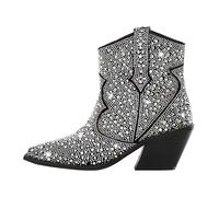 RUHTEUO Ladies cowboy boots Women Ankle Boots Chunky Heels Comfortable Party Plus Size Lady Western Cowgirl Booties Wide calf cowboy boots for women(Color1,5)