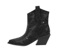 RUHTEUO Ladies cowboy boots Women Ankle Boots Chunky Heels Comfortable Party Plus Size Lady Western Cowgirl Booties Wide calf cowboy boots for women(Color2,14)