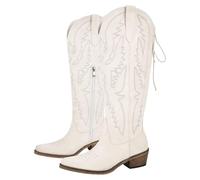 RUHTEUO Ladies cowboy boots Women Pointed Toe Side Zipper Embroidered Western Cowboy Boots Block Heel Cowgirl Booties Wide calf cowboy boots for women(Color5,6)