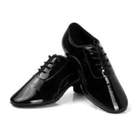 RUHTEUO Latin Dance Shoes Leather Men Modern Ballroom International Square Male Dancing Shoe Soft Sole Sneakers Boy Child(Bright leather,29)