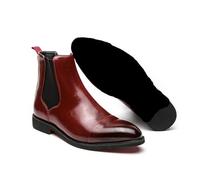RUHTEUO Luxury Brand Men Chelsea Boots Pointed Toe Leather Business Dress For Casual Ankle Boot(Red,41)