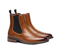 RUHTEUO Men's Boots Luxury Brand Leather Chelsea Ankle Boot Classics Business Casual Formal Botas Masculinas(Brown,50)