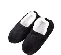 RUHTEUO Men's Home Slippers Large Size 48 Winter Suede Plush Floor Shoes Lazy Soft And Warm(Black1,7.5)