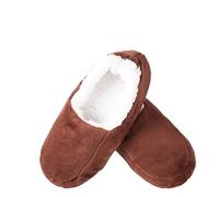 RUHTEUO Men's Home Slippers Large Size 48 Winter Suede Plush Floor Shoes Lazy Soft And Warm(Brown1,8.5)