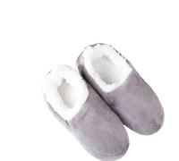 RUHTEUO Men's Home Slippers Large Size 48 Winter Suede Plush Floor Shoes Lazy Soft And Warm(Grey1,6)