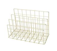 RUHTEUO Multicolor Iron Bookshelf 3 Compartments Installation Magazine Organiser Shelf Multi-porpose Art Book Rack for Bedroom, Living Room(Gold-S)