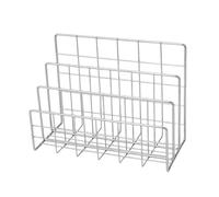 RUHTEUO Multicolor Iron Bookshelf 3 Compartments Multi-porpose Magazine Organiser Shelf Art Hollow Book Rack Desktop Ornament for Bedroom, Living Room(Silver-L)