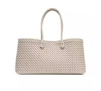 RUHTEUO Spring Summer Sle Basket Weaving Tote Bag Large Capaci Commuter Handbag Women Single Oulder(White)