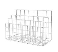 RUHTEUO Stationery Organizer Notebook Stand Rack 3-Layer Metal Iron Mesh Holder For Magazine Document File Book Office for Bedroom, Living Room(L Silver)