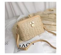 RUHTEUO Summer Straw Crossbody Bags For Women Handmade Woven Shell Bag Soft PU Leather Female Beach Shoulder(Light Brown C)