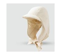 RUHTEUO Warm Down Padded Bomber Hats Ear Protection Flying Winter Outdoor Windproof Thickened Protectors Straps Ski Caps(E-creamy-white)