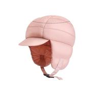 RUHTEUO Winter Down Cotton Bomber Hat with Ear Flaps Warm Windproof Fleece Beanie For Skiing Camping cycling(Pink)