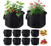 RUHUHUR 10 Pack 10 Gallon Vegetable Grow Bags for Indoor & Outdoor Gardening,Plant Grow Bags with Handles,Breathable Non-woven Durable Fabric Planting Pots for Vegetables,Herbs,and Flowers
