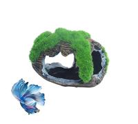 RUIAN Broken Barrel Fish Hide Cave - Resin Aquarium Ornament Decor with Holes for Betta, Shrimp, Cichlids to Hide, Play and Breed - Green Fish Tank Accessories Decorations