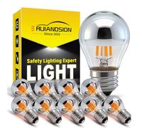 Ruiandsion 10 Pack Bulk Dimmable G45 Silver Crown LED Filament Lamp,E27/E26 4W 2700K Warm White,40W Equivalent for Hotel B&B Indoor Decoration