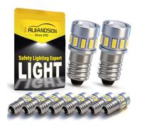 Ruiandsion 10 PCS E10 LED Bulb 6-30V Non-Polarity, 1.8W 240Lm 6000K White, 3014 SMD 12LED Upgrade for Flashlight Torch Bike Work Light Instrument Indicator