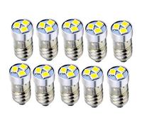 Ruiandsion 10pcs 3V 6V 12V E10 LED Bulb 3030 3SMD White LED Replacement Bulb Upgrade for Headlamps Flashlights Torch Light,Negative Earth (3V)