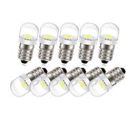 Ruiandsion 10pcs E10 LED Bulb 12V 100 Lumen 5050 1SMD White 6000K LED Replacement Bulb Upgrade for Headlamps Flashlights Torch Light,Negative Earth