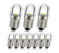 Ruiandsion 10pcs E10 LED Bulb 3V White 1W Replace Torch Headlamp Flashlight Bulbs,Non-Polarity