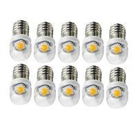 Ruiandsion 10pcs E10 LED Bulb 6V 0.6W 5050 1SMD Yellow LED Replacement Bulb Upgrade for Headlamps Flashlights Torch Light,Negative Earth