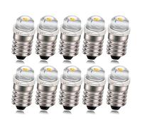 Ruiandsion 10pcs E10 LED Bulbs 12V COB 0.5W Warm White LED Upgrade Bulbs Replacement for Flashlight Torch Work Lights,Non-Polarity