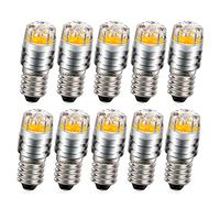 Ruiandsion 10pcs E10 LED Upgrade Bulb 2W COB 12V 2700K Yellow LED Bulb Replacement for Flashlights Torch Headlight Headlamp,Negative Earth