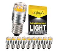 Ruiandsion 10pcs E10 LED Upgrade Bulb 2W COB 6V 2700K Yellow LED Bulb Replacement for Flashlights Torch Headlight Headlamp,Negative Earth