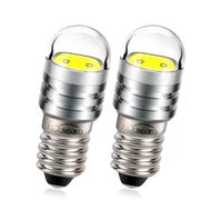 Ruiandsion 2-Pack E10 Mini Screw Base Light Bulbs 6V 150LM White 6000K Miniature Bulb Replacement for Flashlights Electrical Circuits Experiment Projects Instrument Indicator Lights