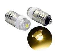 Ruiandsion 2pcs E10 LED Bulb DC 5-24V 0.5W 3000K Warm White 200LM LED Bulb for Torchlight Flashlight Torch Headlight,Negative Earth