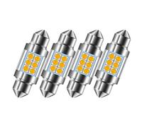Ruiandsion 36mm 4300K Warm White LED Festoon Bulbs, 6-30V Non-Polarity, 600Lm 2525 LED, Decoding Canbus, 0.72W, for Car Dome Reading Map Trunk License Plate Door Lights, Pack of 4