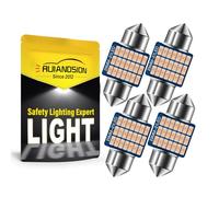 Ruiandsion 4 Pack 28mm 29mm Pink LED Festoon Bulb Super Bright 3014 21SMD Car Interior Dome Map Vanity Mirror Light Bulb,Non-Polarity