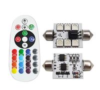 Ruiandsion 41mm LED Festoon Bulbs RGB with Remote Control, 569 578 211-2 212-2 LED Bulb 16 Colors Change for Car Interior Dome Map Door Courtesy License Plate Lights (Pack of 2)