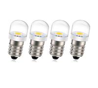 Ruiandsion 4pcs E10 LED Bulb 12V 100 Lumen 5050 1SMD 4300K Warm White LED Replacement Bulb Upgrade for Headlamps Flashlights Torch Light,Negative Earth