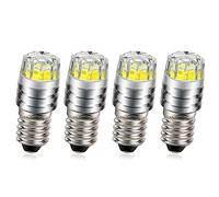 Ruiandsion 4pcs E10 LED Bulb 12V COB 2W Upgrade Replacement for Flashlight Torch Bike Tail Lights,White