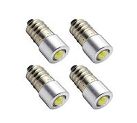 Ruiandsion 4pcs E10 LED Bulb 4.5V 1W White COB LED Bulb 200LM for Torchlight Flashlight Torch Headlight, Non-Polarity
