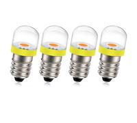 Ruiandsion 4pcs E10 LED Bulb 6V 100 Lumen 5050 1SMD 3000K Yellow LED Replacement Bulb Upgrade for Headlamps Flashlights Torch Light,Negative Earth
