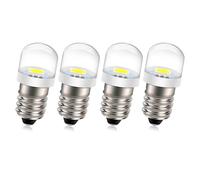 Ruiandsion 4pcs E10 LED Bulb 6V 100 Lumen 5050 1SMD White LED Replacement Bulb Upgrade for Headlamps Flashlights Torch Light,Negative Earth