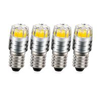 Ruiandsion 4pcs E10 LED Bulb 6V COB 2W Upgrade Replacement for Flashlight Torch Bike Tail Lights,4300K Warm White