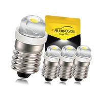 Ruiandsion 4pcs E10 LED Bulb DC 5-24V 0.5W 6000K White 200LM LED Bulb for Torchlight Flashlight Torch Headlight,Negative Earth