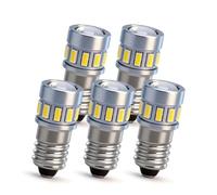 Ruiandsion 5 PCS E10 LED Bulb 6-30V Non-Polarity, 1.8W 240Lm 6000K White, 3014 SMD 12LED Upgrade for Flashlight Torch Bike Work Light Instrument Indicator