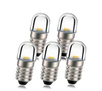 Ruiandsion 5pcs E10 Base Socket LED Bulb 12V Non-Polarity Warm White Replace Torch Headlight Headlamp Mini Head Lamp Flashlight Bulbs